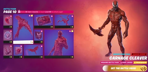 Carnage battle pass cosmetics fortnite