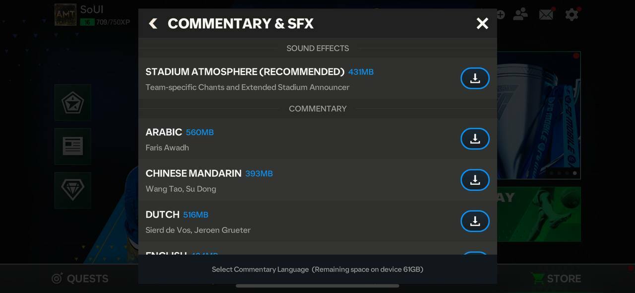 change commentary ea sports fc mobile