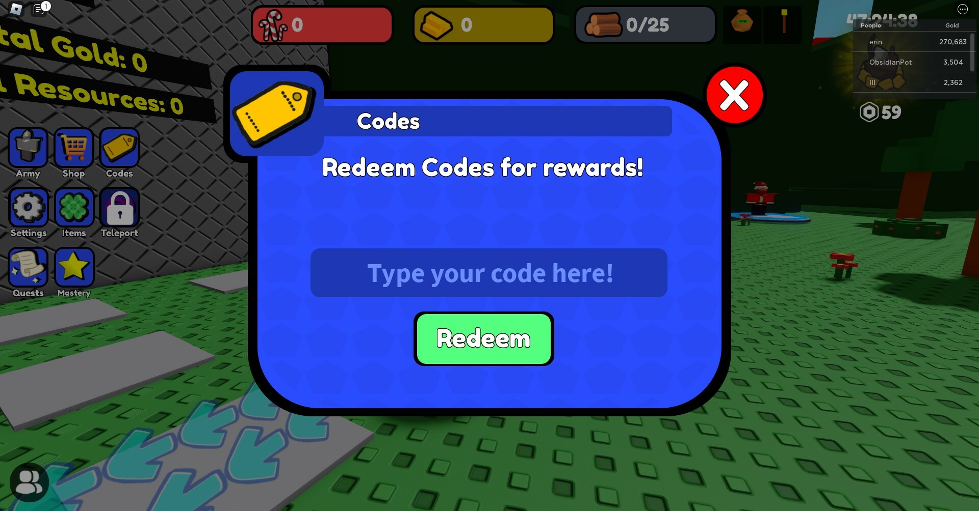 Control army codes