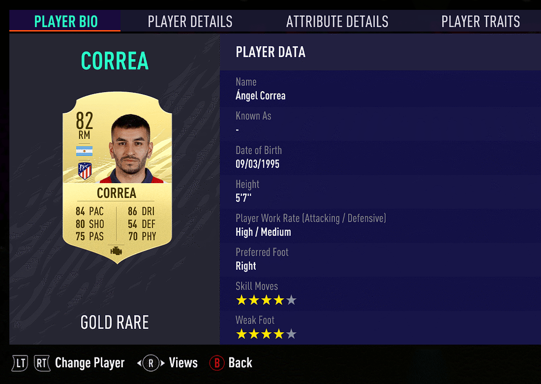 Correa fut card