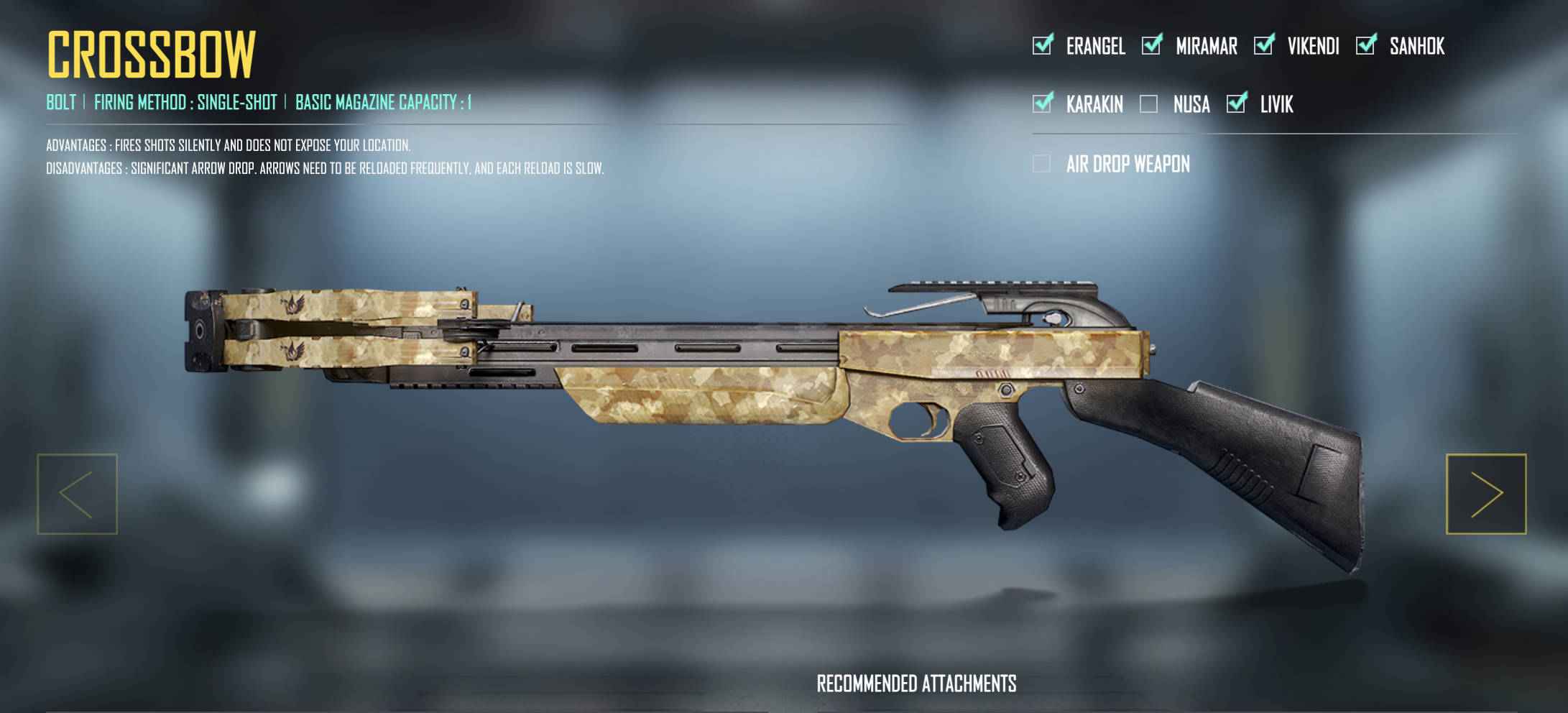 Crossbow weapon stats