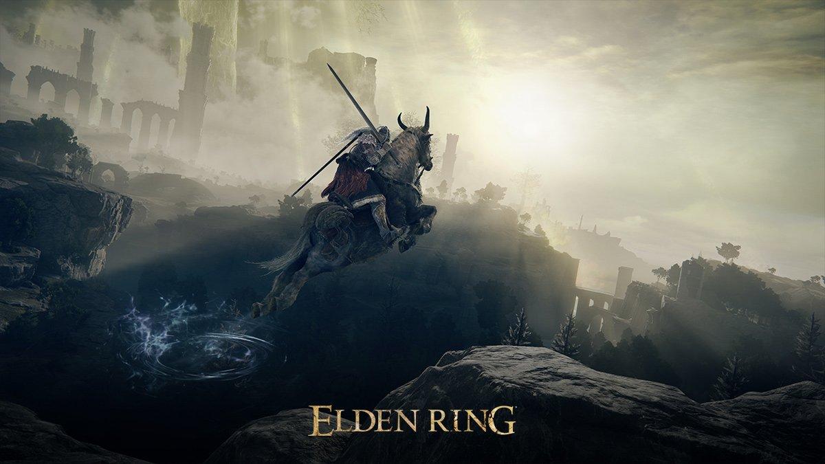 Elden Ring Hero on Horse jumping