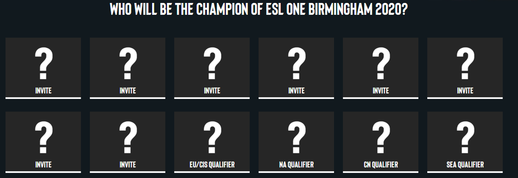 Esl one birmingham 2020 teams
