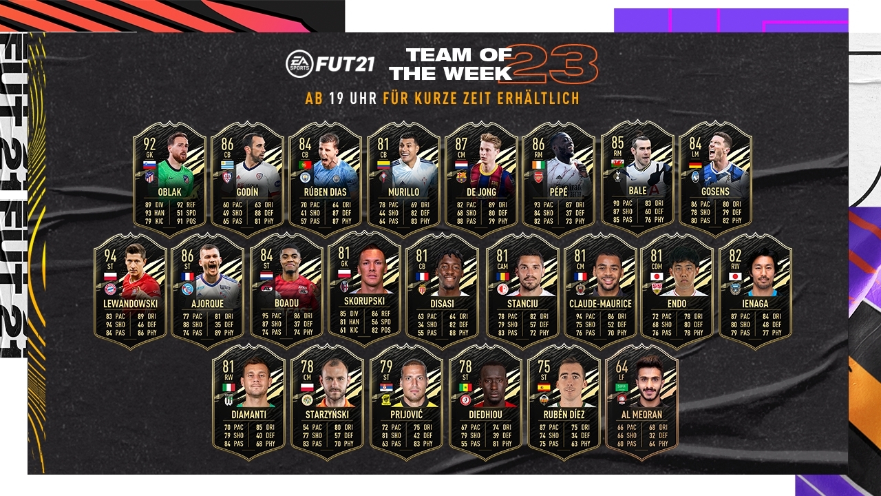 FIFA 21 TOTW 23 Featuring Robert Lewandowski and Jan Oblak