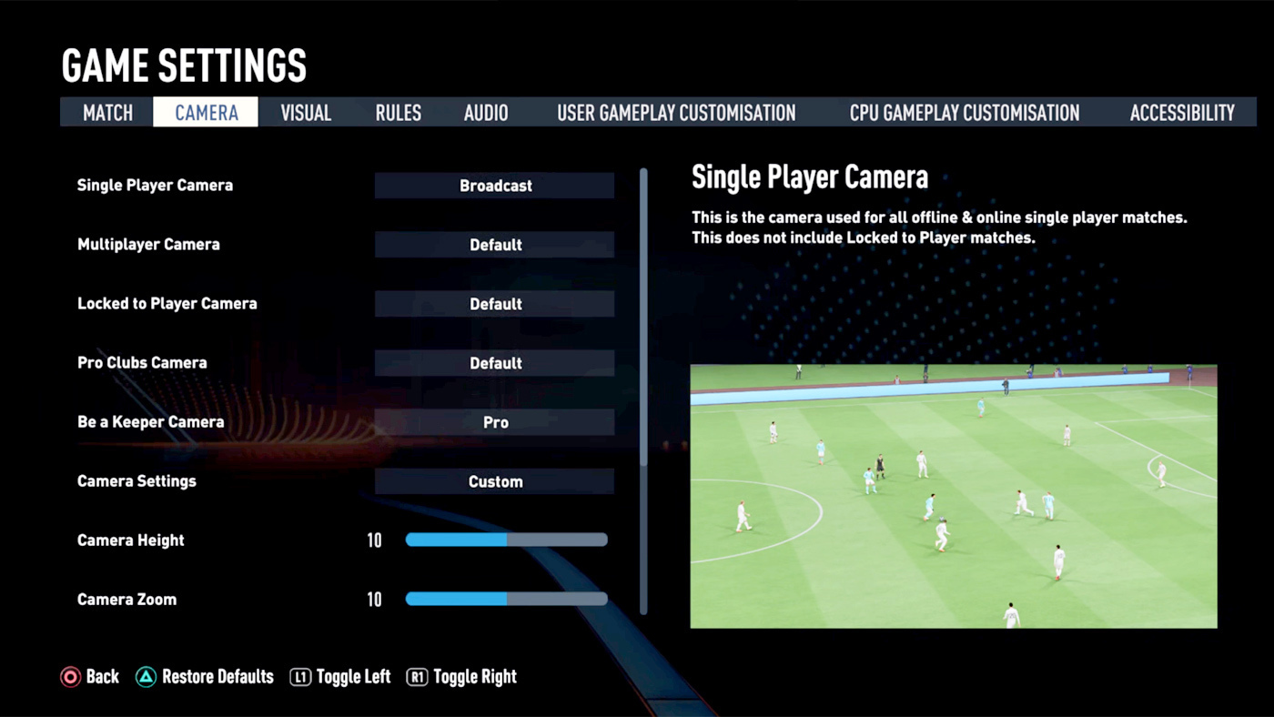 Best Camera Setting FIFA 23 FUT