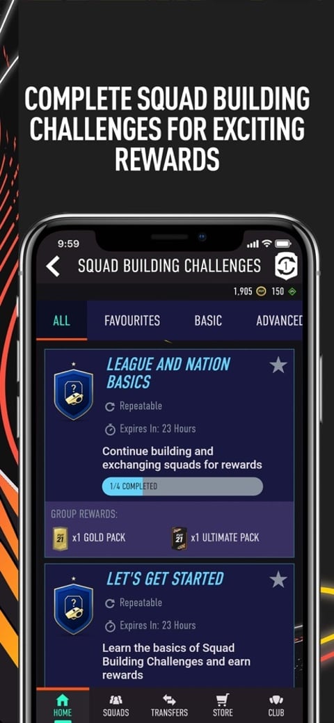 Fifa fut 21 companion app squad challenges rewards