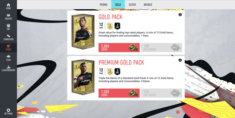 FIFA gold packs