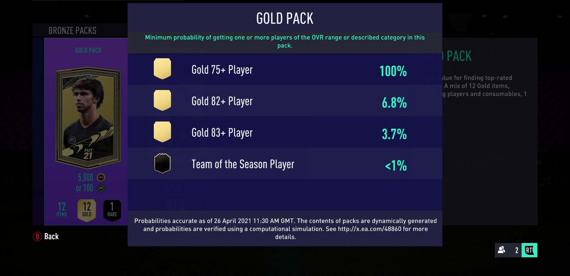 Fifa pack probability