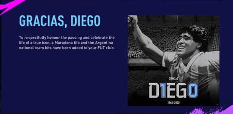 Fifa21 diego maradona ingame message