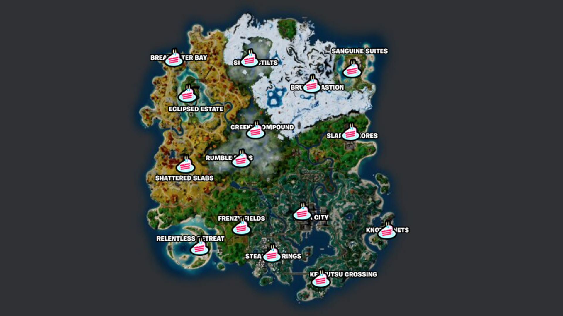 Fortnite birthday cake locations
