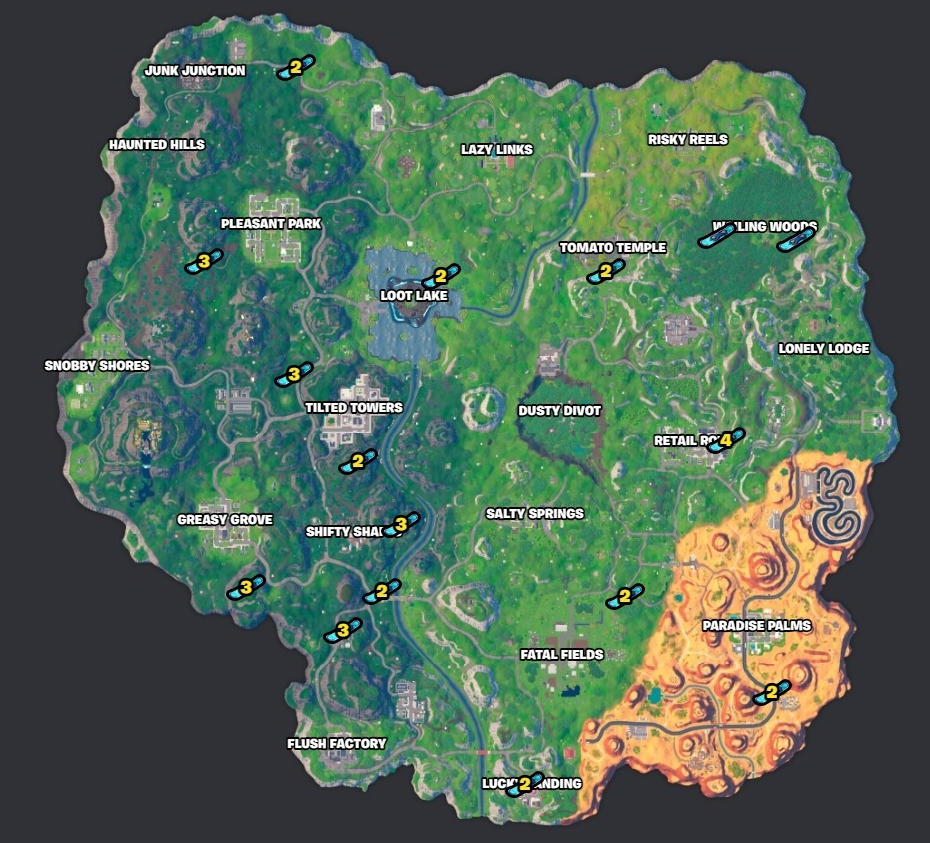 driftboards locations fortnite og