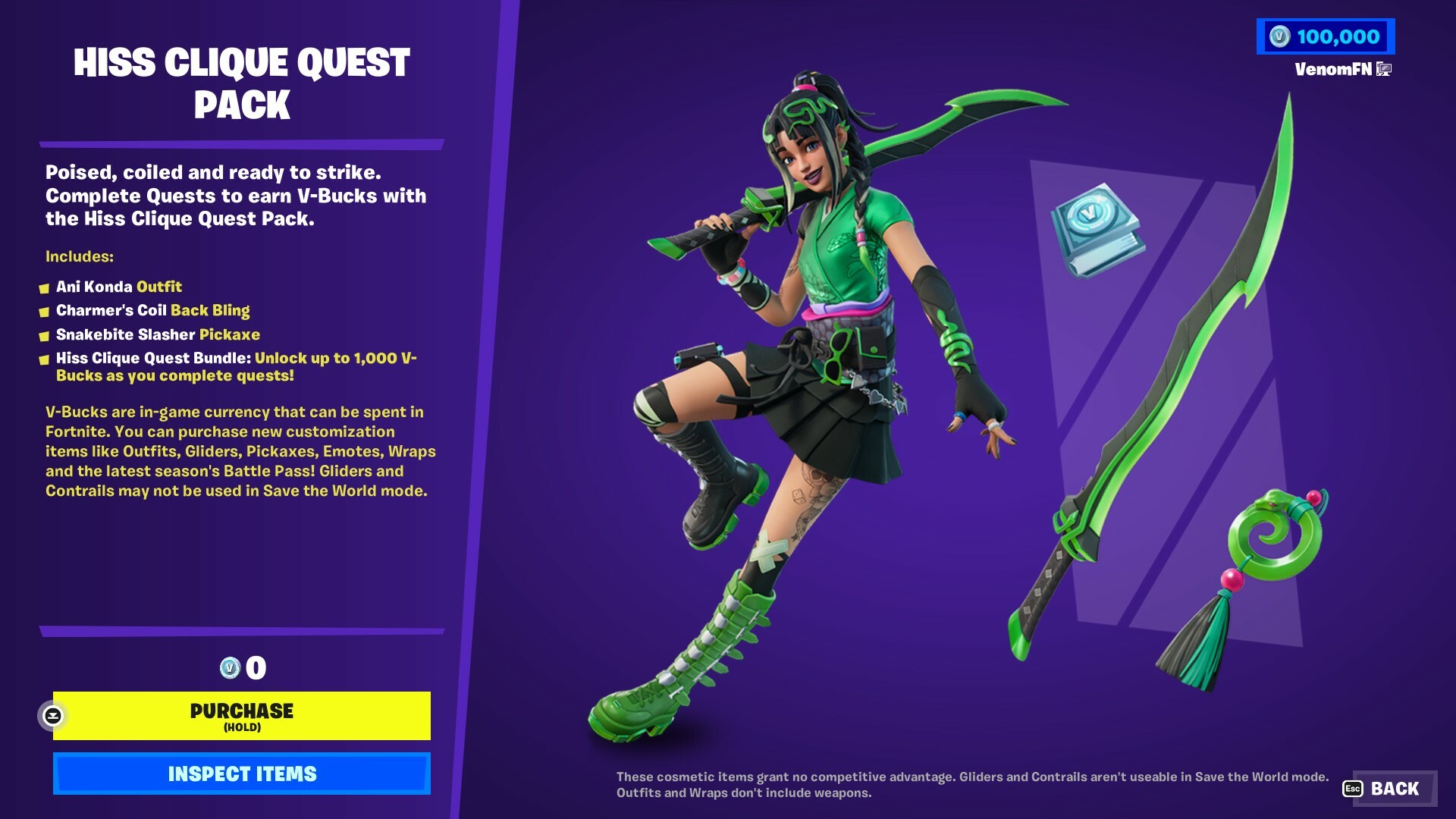 fortnite hiss clique quest pack price