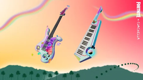 Fortnite mirage glimmer guitar and festival keys keytar