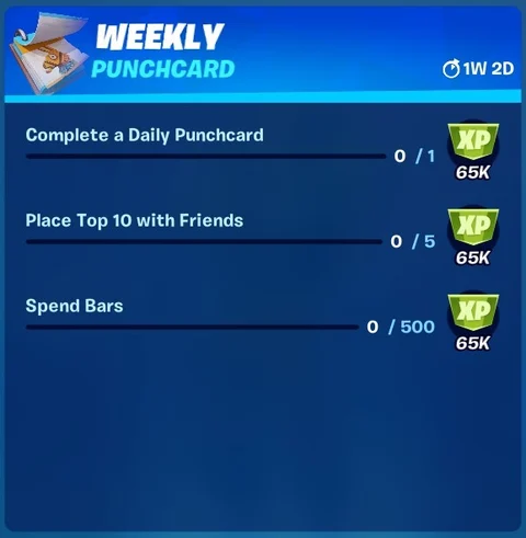 Fortnite season 8 week1 punch cards weekly