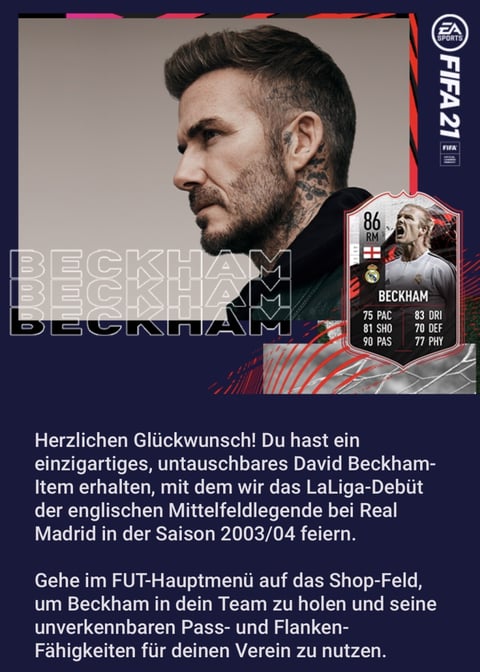 Fut 21 david beckham