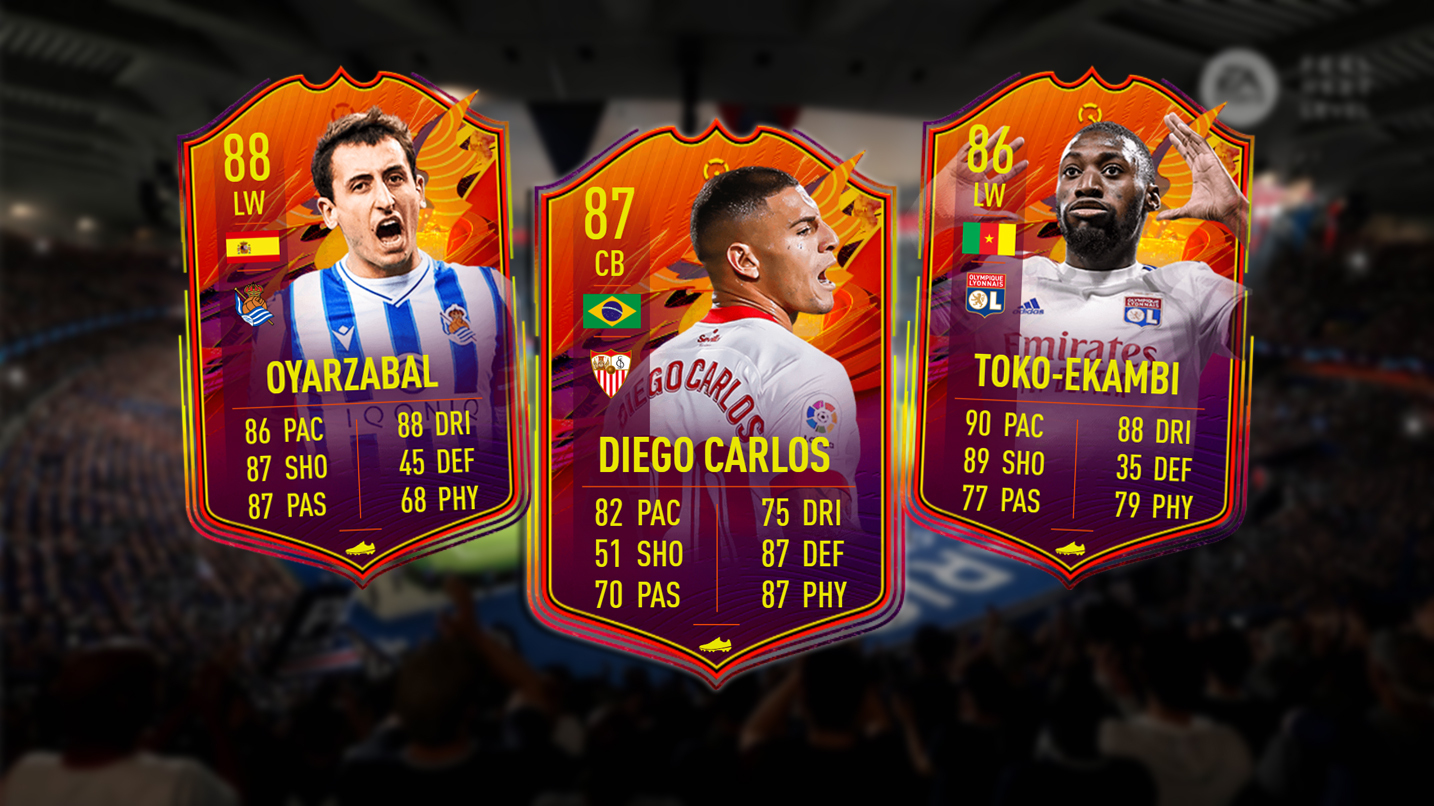 Die neuen FUT 21 Headliners Upgrades von Oyarzabal, Diego Carlos und Karl Toko-Ekambi in FIFA 21 Ultimate Team.