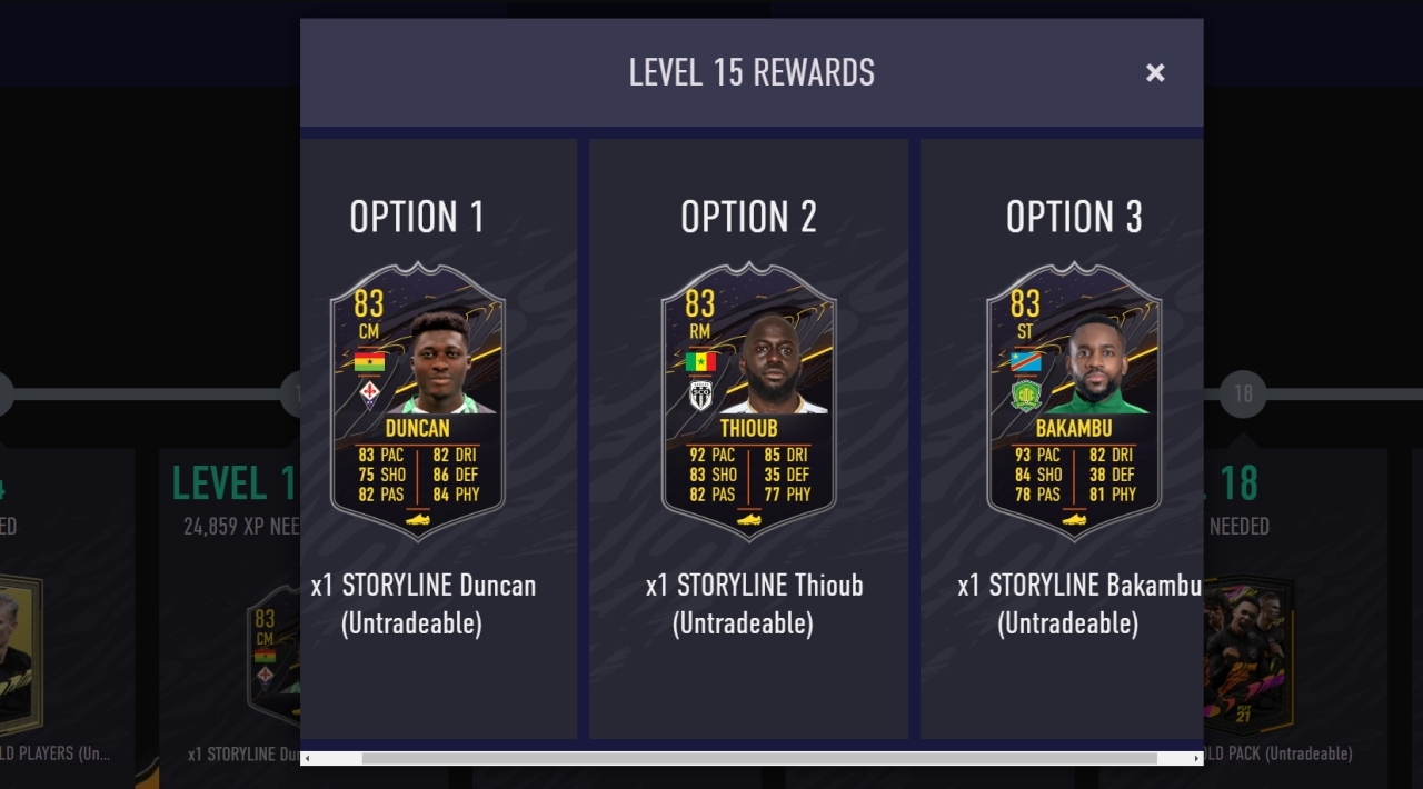 FIFA 21 Ultimate Team season 3 level 15 reward players