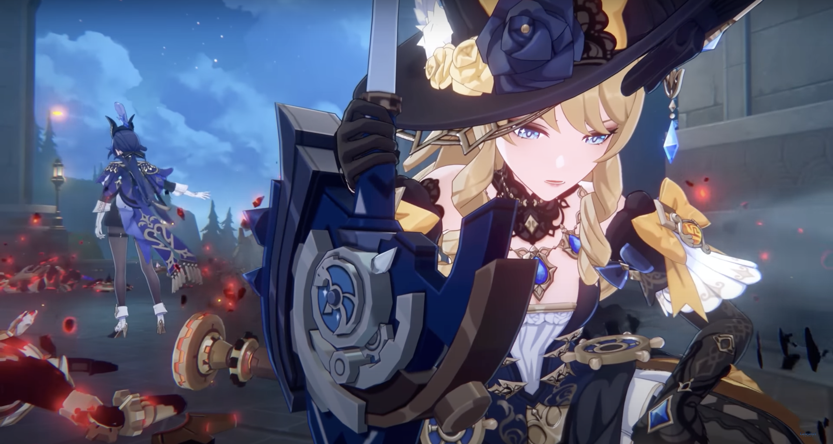 Genshin navia and clorinde in battle