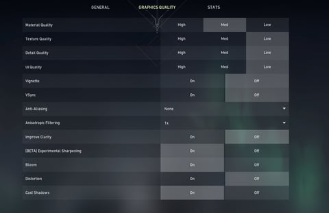 Graphic settings valorant