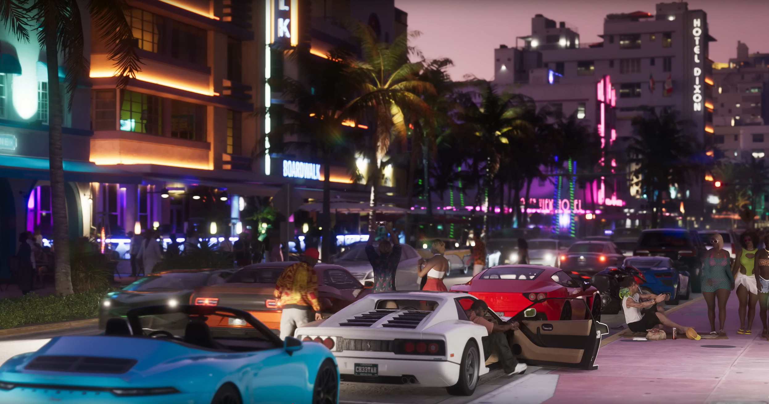 GTA 6 cars on street in Vice City