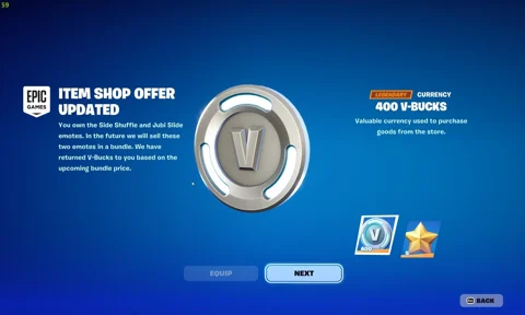 Item shop vbucks 400 offer