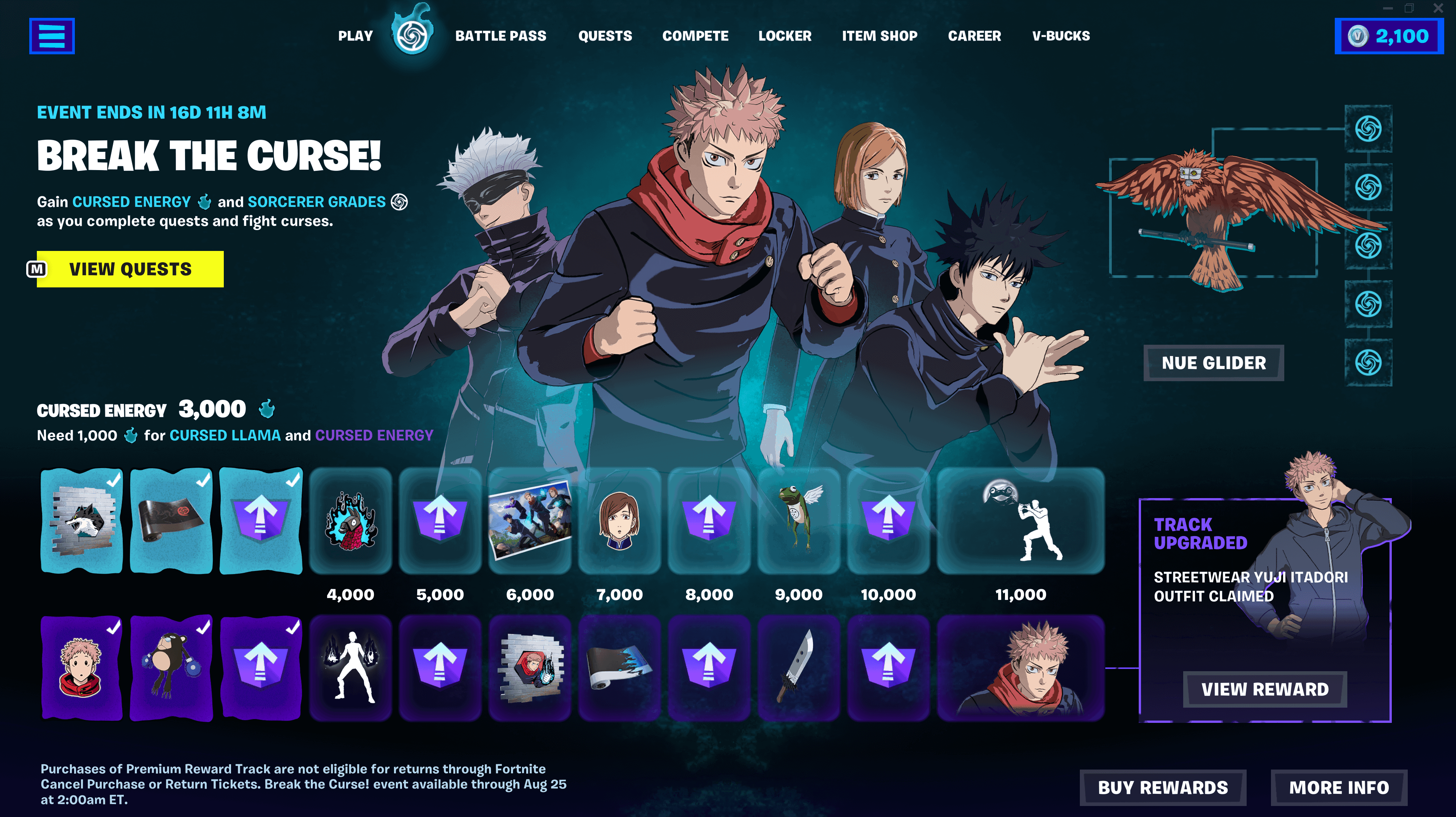 jujutsu kaisen fortnite pass