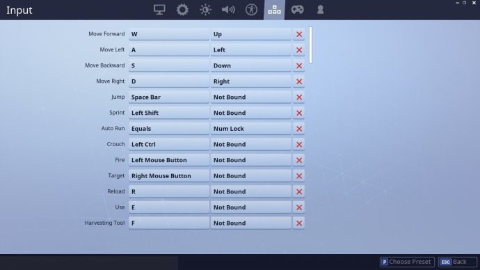 Fortnite Keybinds Einstellungen