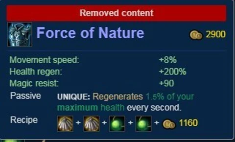 League of legends force of nature broken items