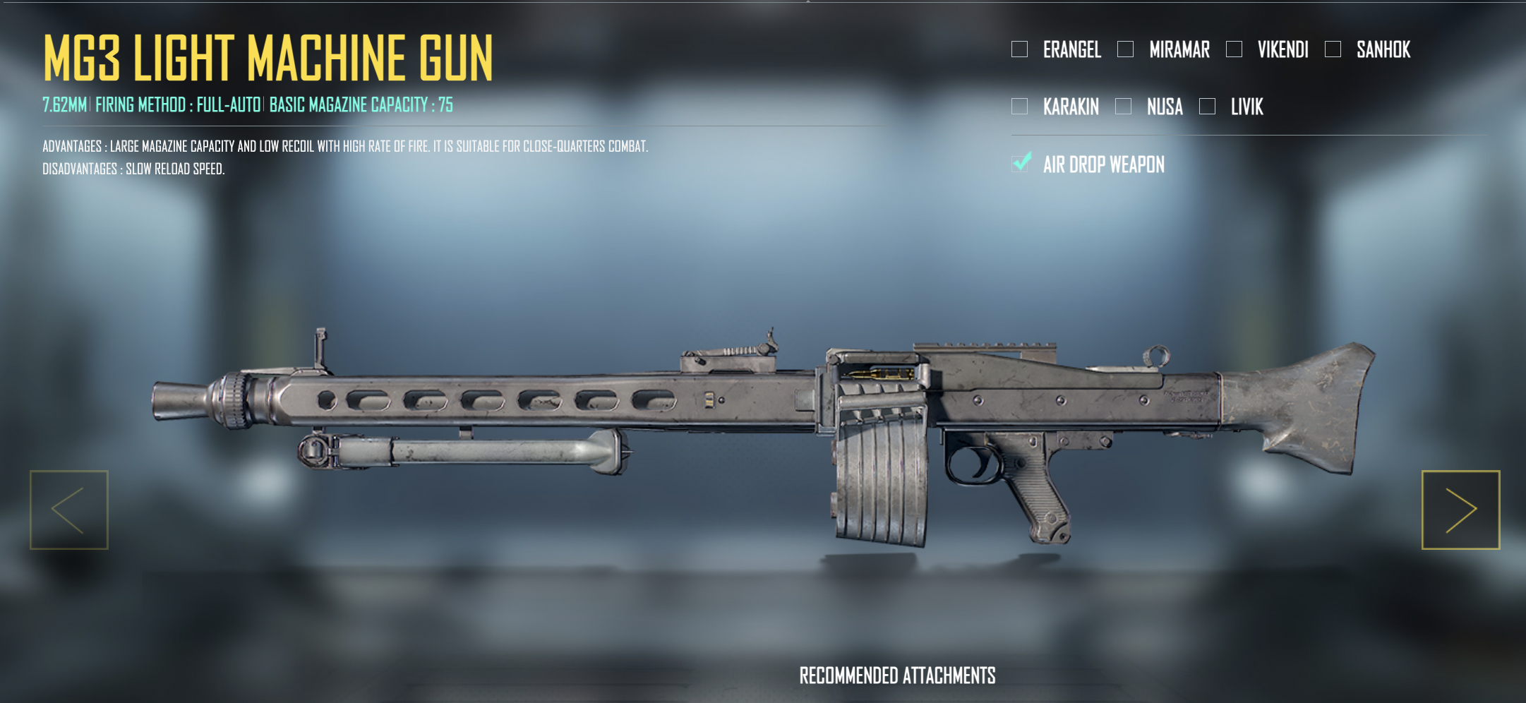 Mg3 weapon stats