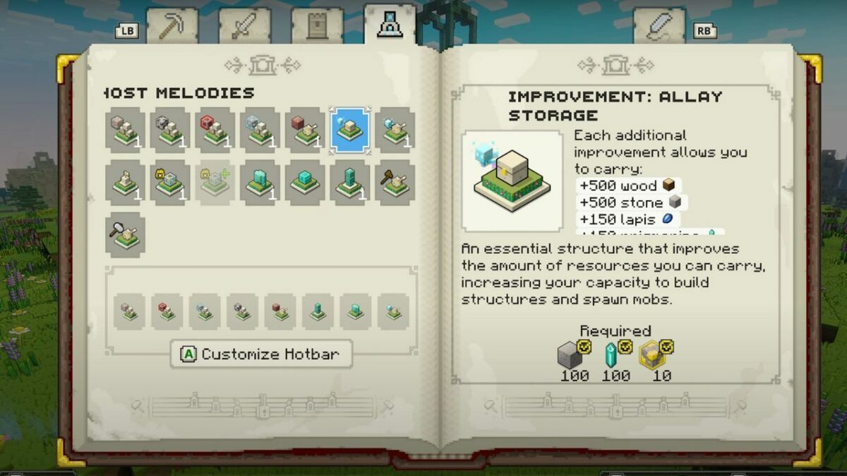 Minecraft legends allay storage