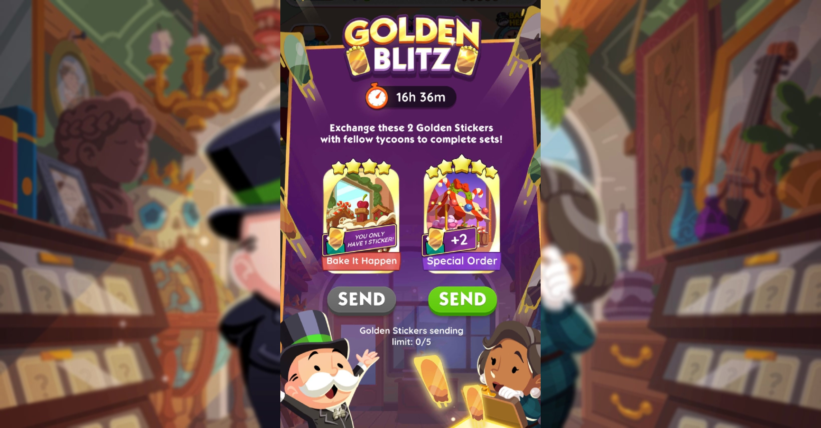 Monopoly Go Golden Blitz Sticker Golden Sticker Trade