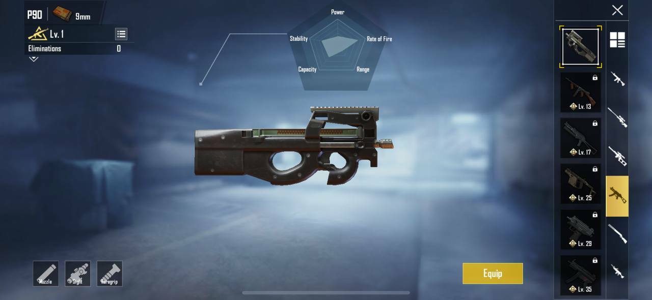 P90 weapon stats
