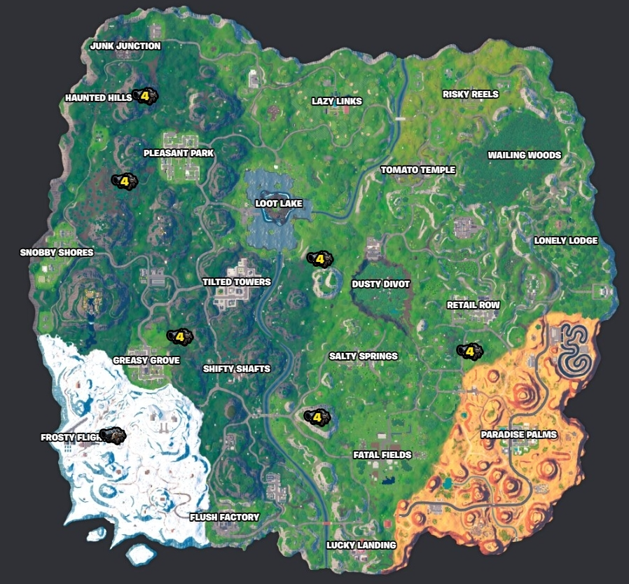 ubicaciones de cañones piratas en fortnite capítulo 4