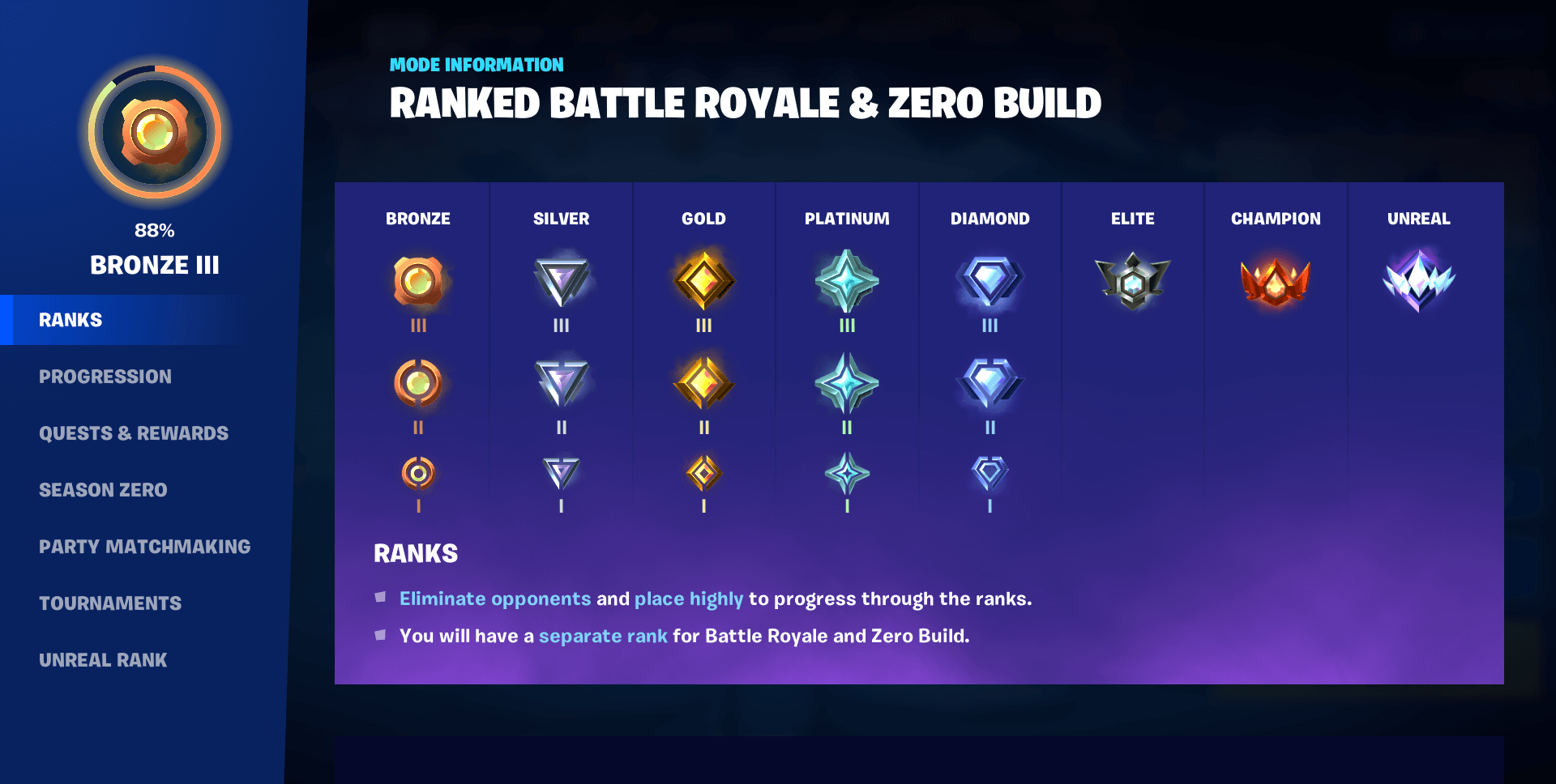 FORTNITE ranked system ranks unreal