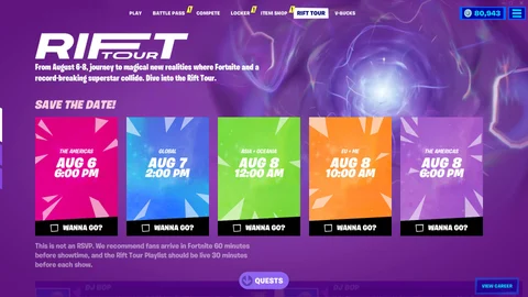 Rifttour socialtab fortnite showtimes