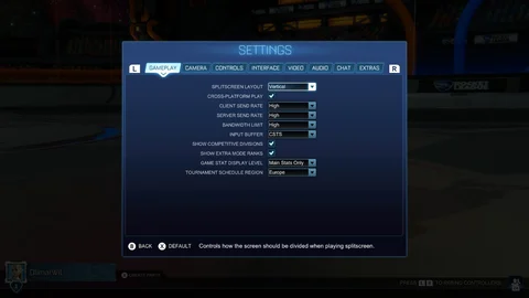 Rl gameplay menu ping settings