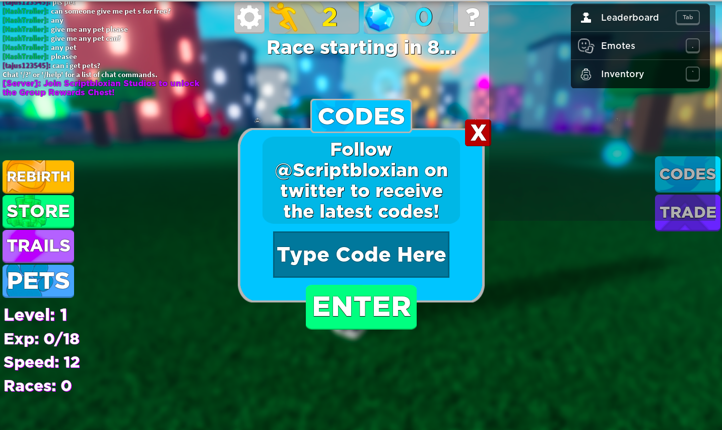 Roblox Legends of Speed Codes April 2023