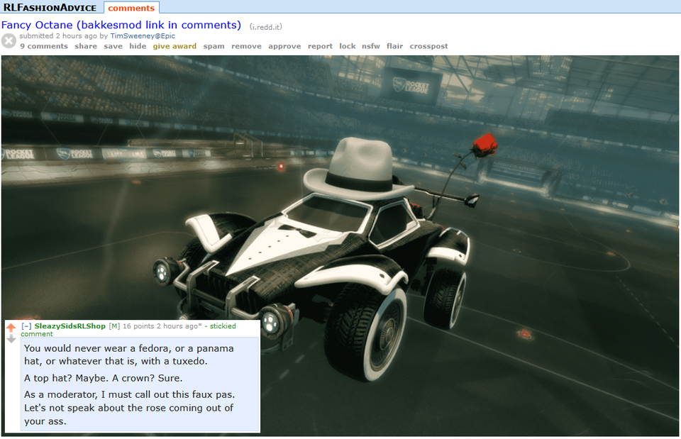 Rocket league moderator meme
