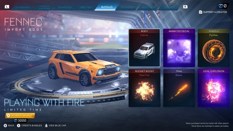Rocket league playing with fire bundle