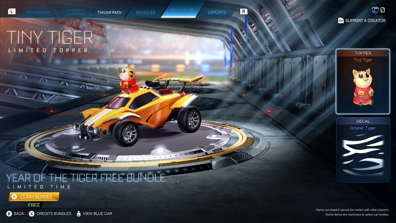 rocket league year of the tiger bundle