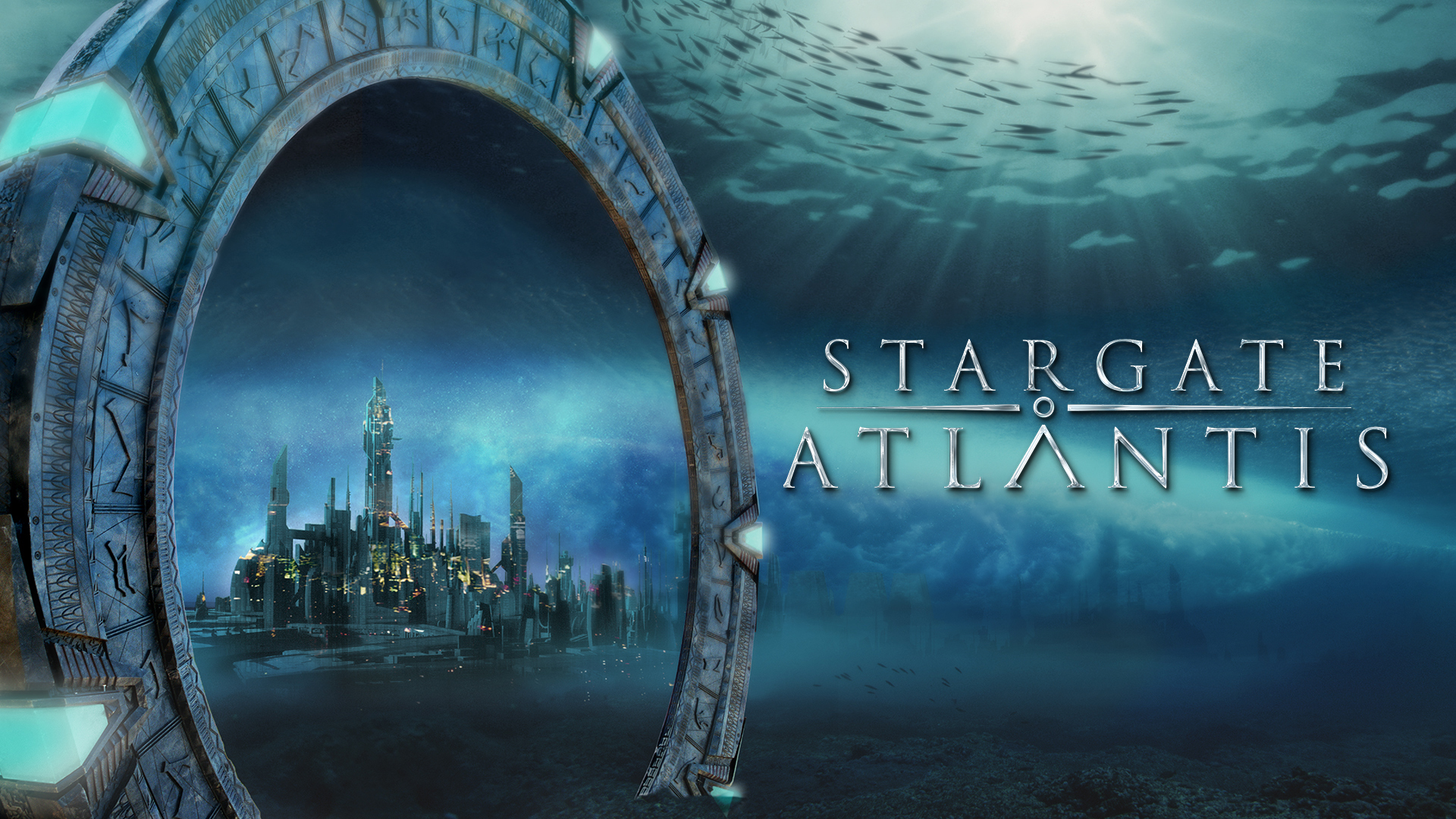 Die Stadt Atlantis, sichtbar durch ein Pegasus-Stargate