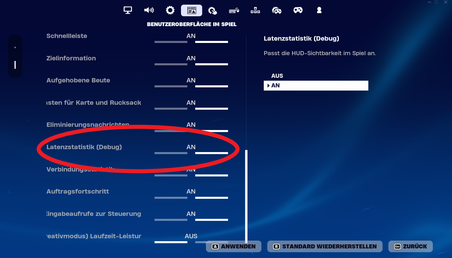 Show ping fortnite