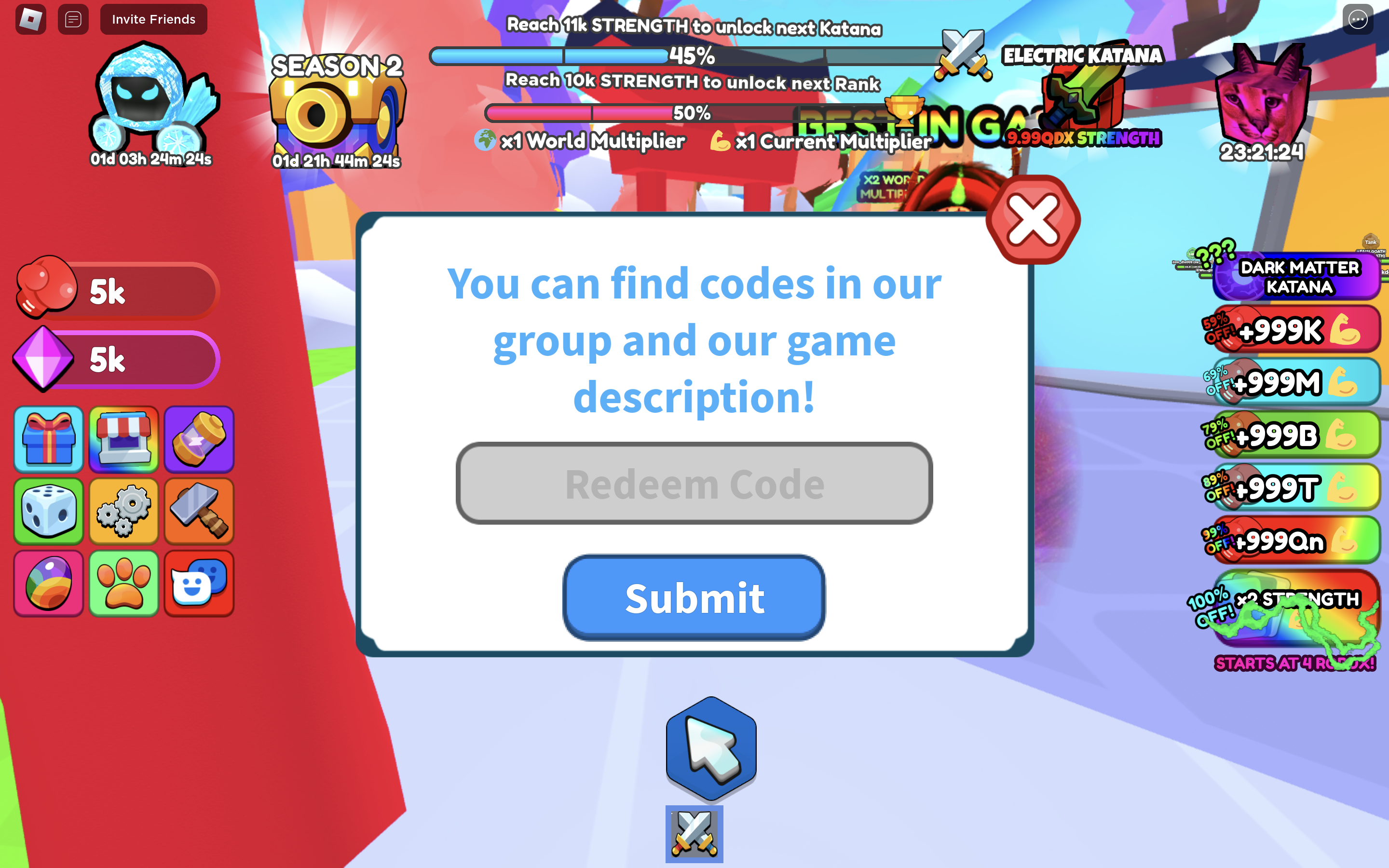 strong ninja simulator how to redeem codes