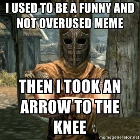 The elder scrolls v skyrim arrow to the knee meme