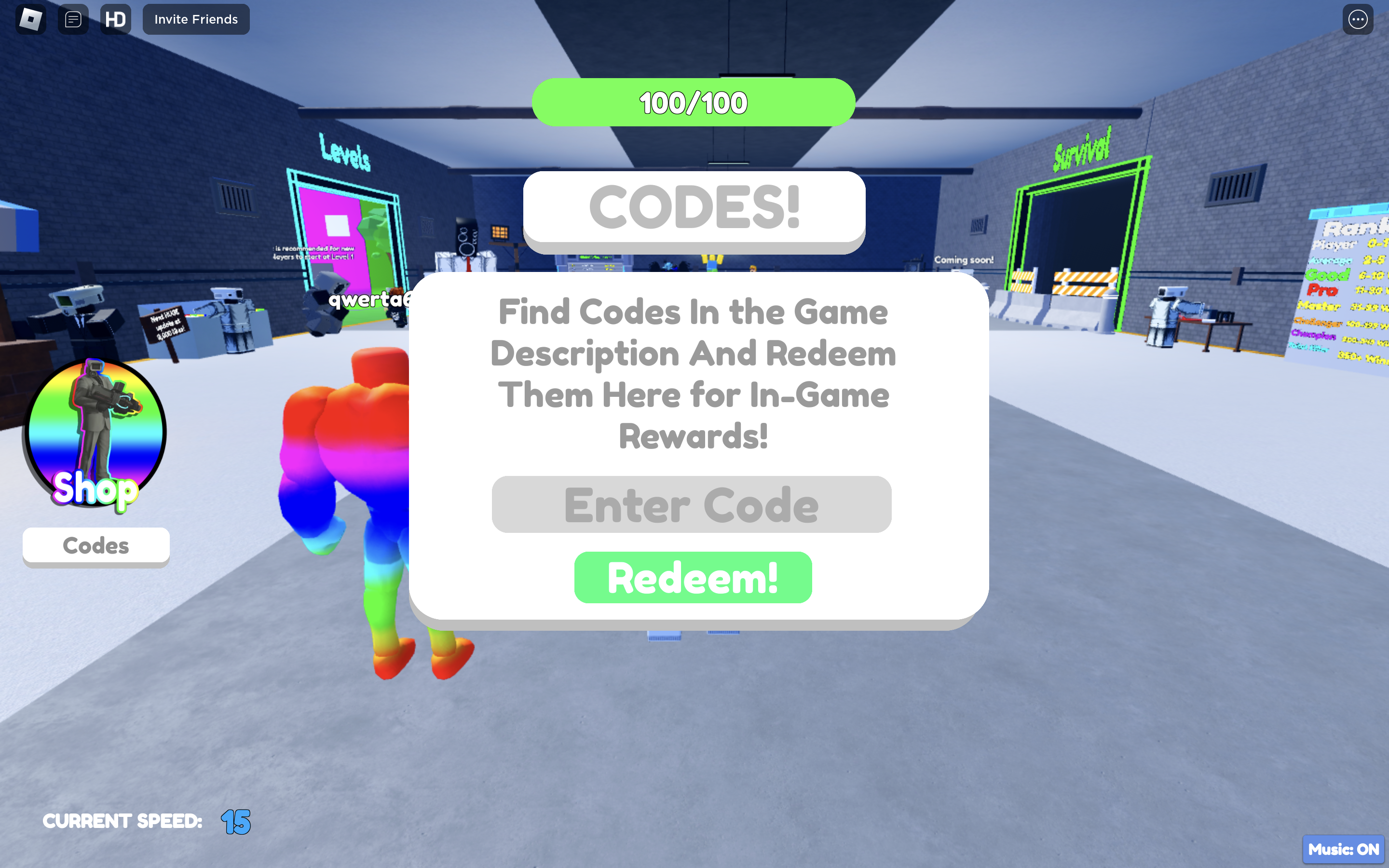 Toilet tower survival redeem codes