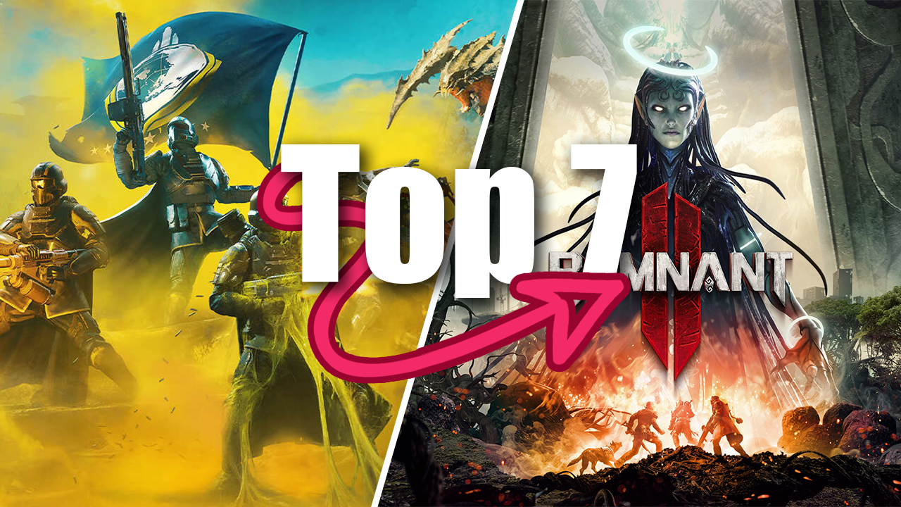 Helldivers 2 and Remnant 2 keyarts with a caption saying "Top 7" in the middle