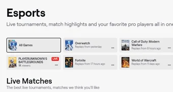 Twitch front page esports tab