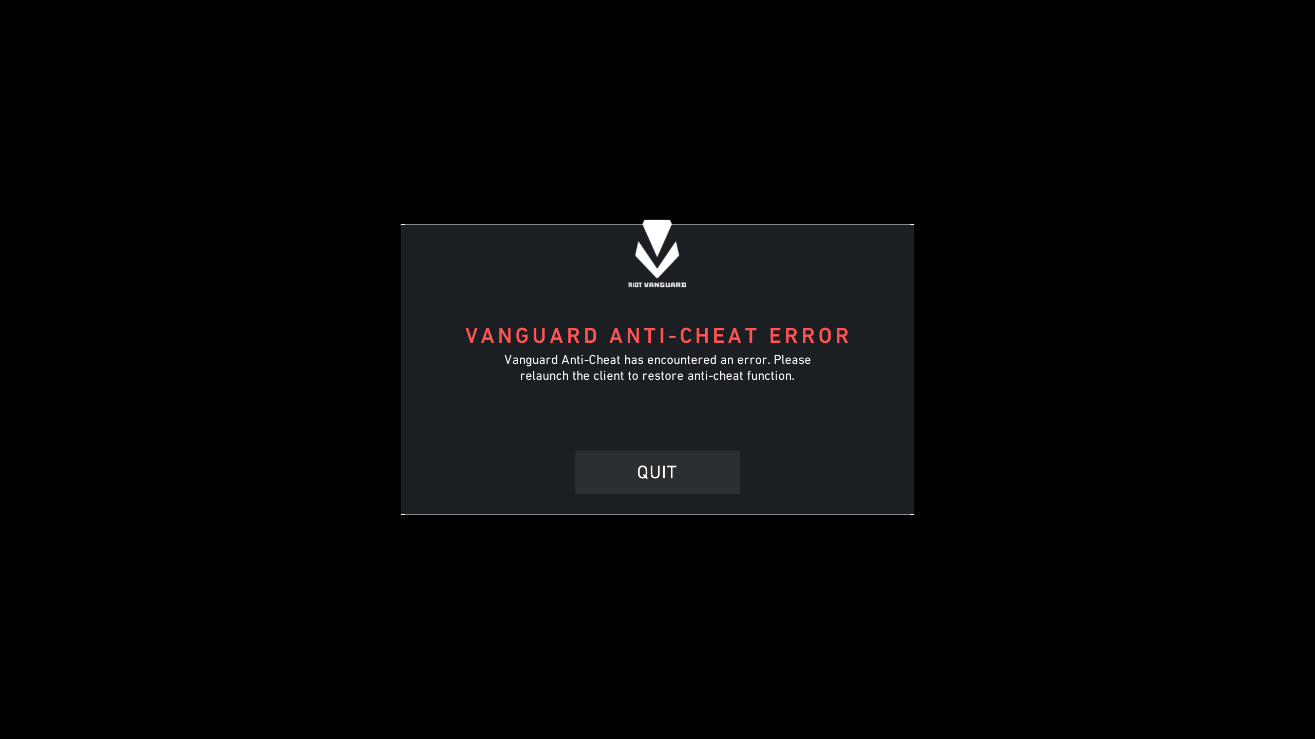 Vanguard anti cheat error