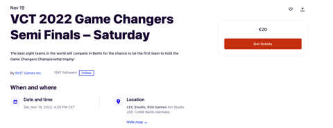 Vct game changers tickets