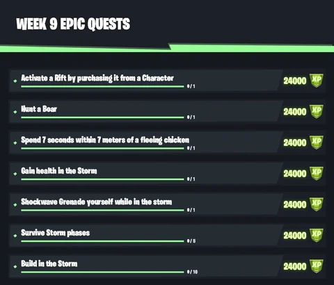 Week 9 epic quests